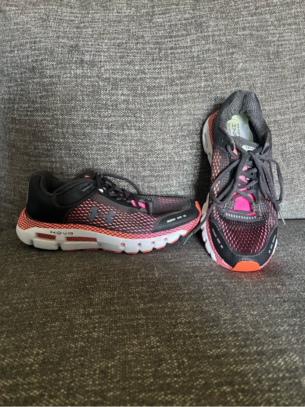 Under Armour Women's Black, Orange and Pink HOVR Infinite Running Sneakers